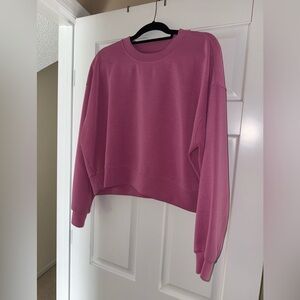 Lululemon Softstreme Perfectly Oversized Cropped Crew 10 Pink Blossom NWOT